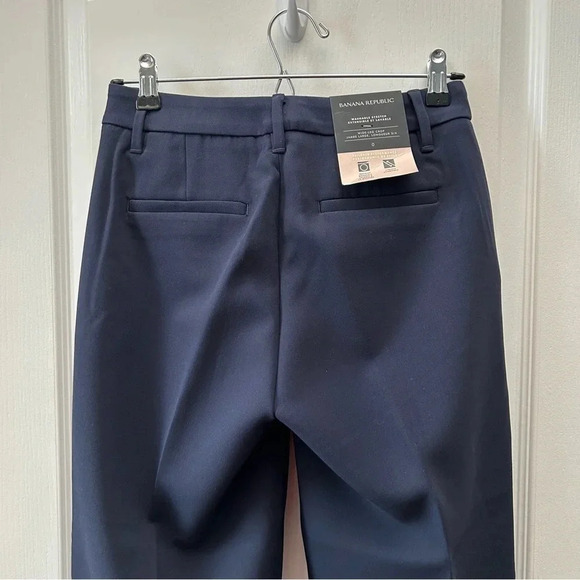 Banana  Republic High Rise Wide Leg Cropped Pants Navy Blue Size 0 NWT - Picture 7 of 16